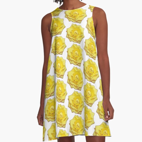 Blumen Design gelbe Rose – MY STYLE IS YELLOW A-Linien Kleid
