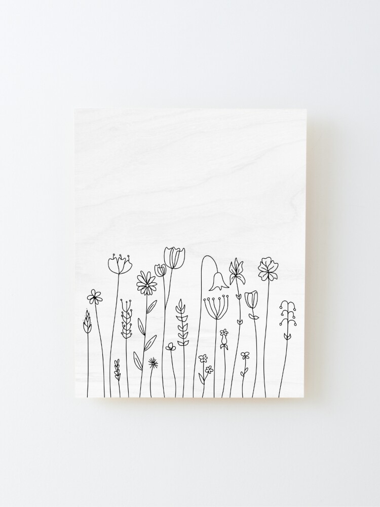 Wildflower Garden - Line Art - Drawing Canvas Print