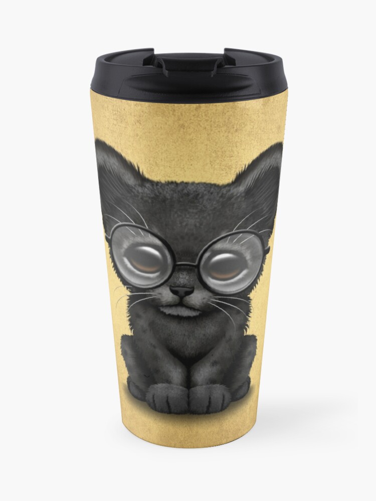 Mug Isotherme Bebe Mignon Panthere Noir Portant Des Lunettes Sur Brown Par Jeffbartels Redbubble