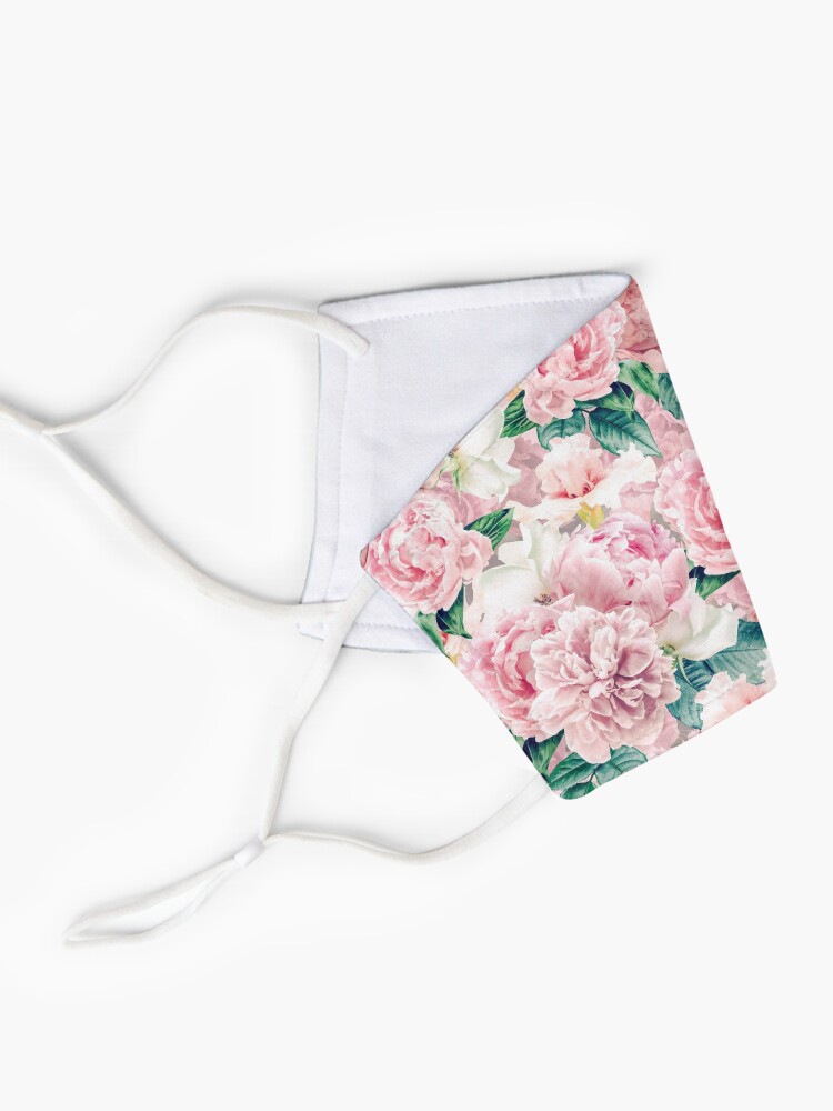 Alternate view of Vintage Blush Real Peonies Pattern Mask