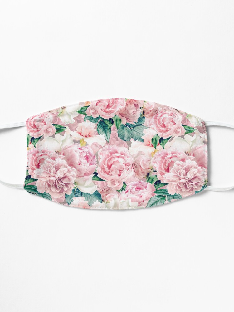 Alternate view of Vintage Blush Real Peonies Pattern Mask