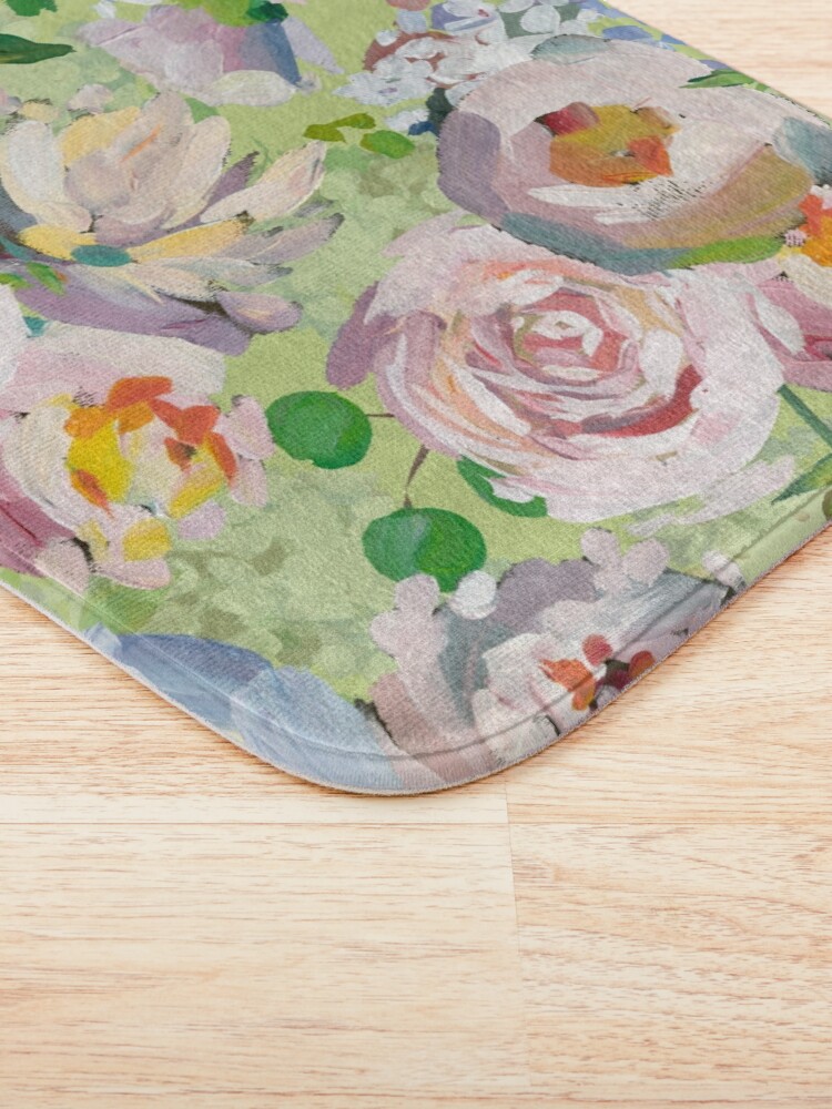 Alternate view of Van Gogh Roses Pattern Green Bath Mat