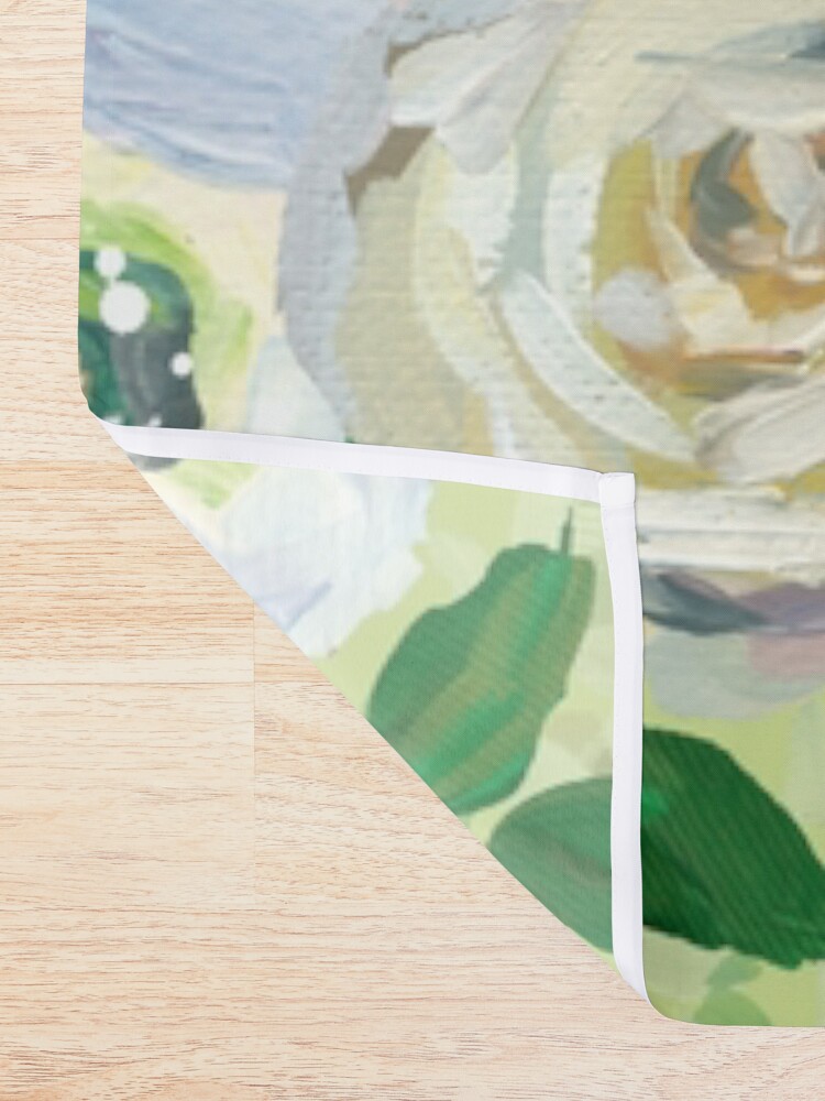 Alternate view of Van Gogh Roses Pattern Green Shower Curtain