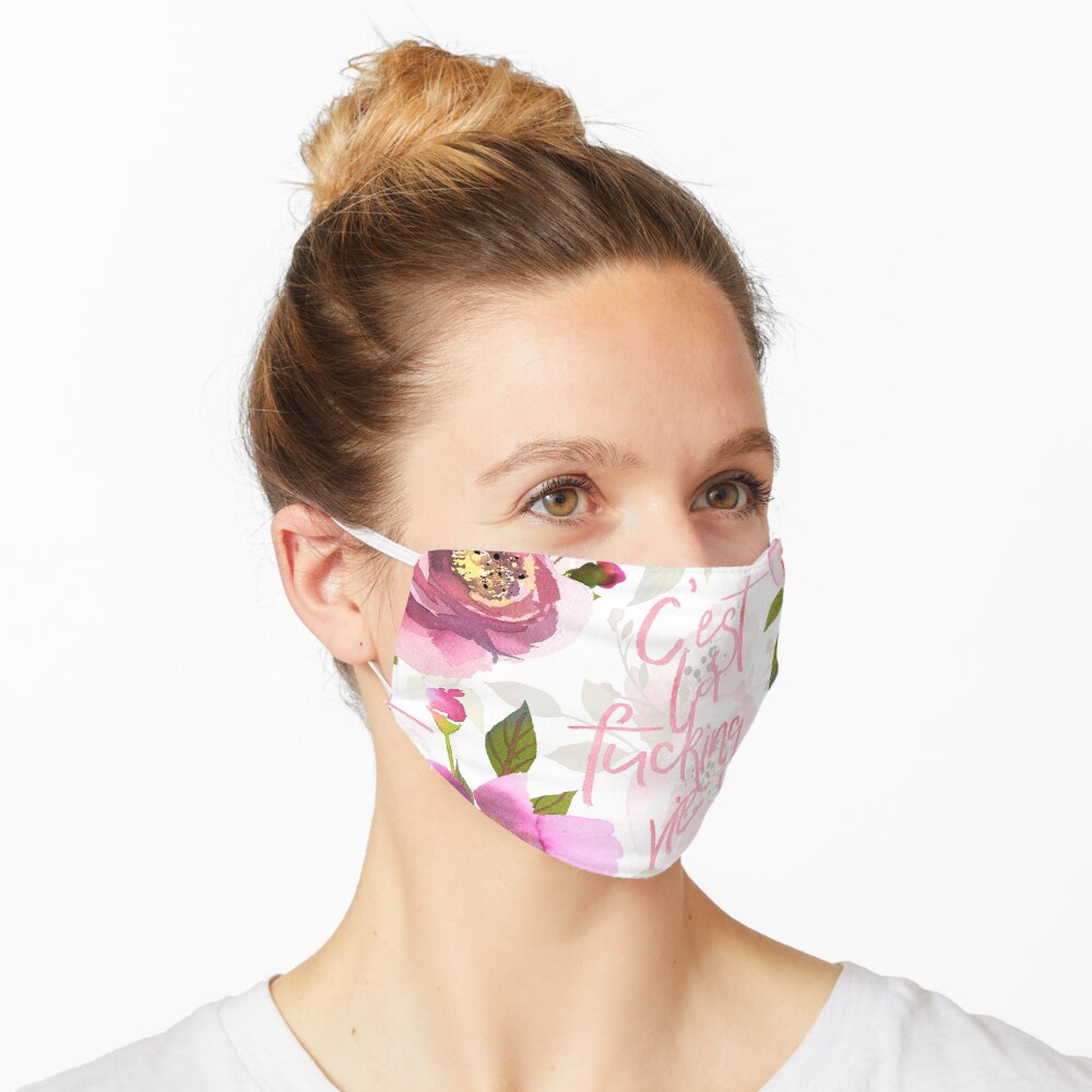 Cest la fucking vie pink floral Mask