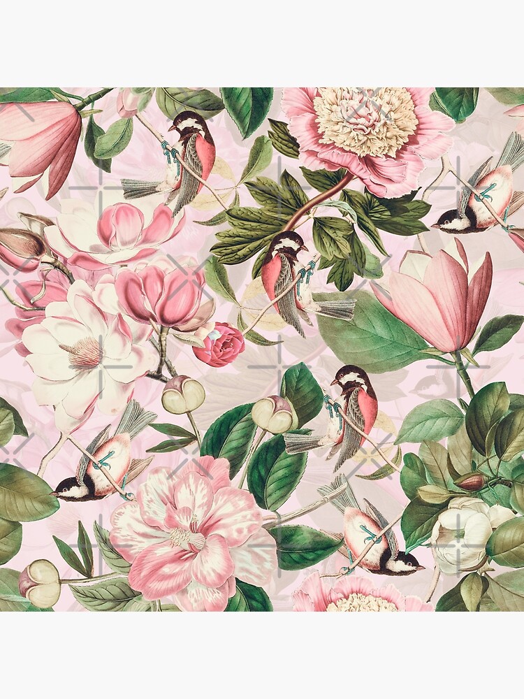 UtART - Vintage Peonies Spring Flower Pattern Pink Sepia by UtArt