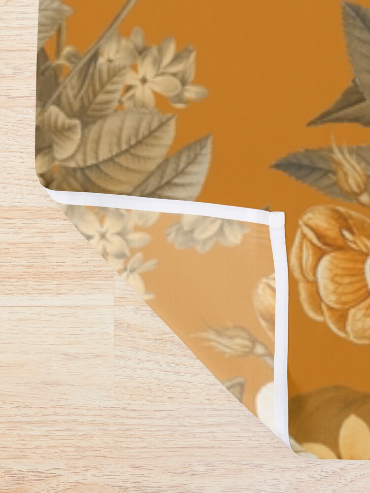 Alternate view of UtART - Vintage Roses Spring Flower And Early Insects Pattern - Sepia Gold Shower Curtain