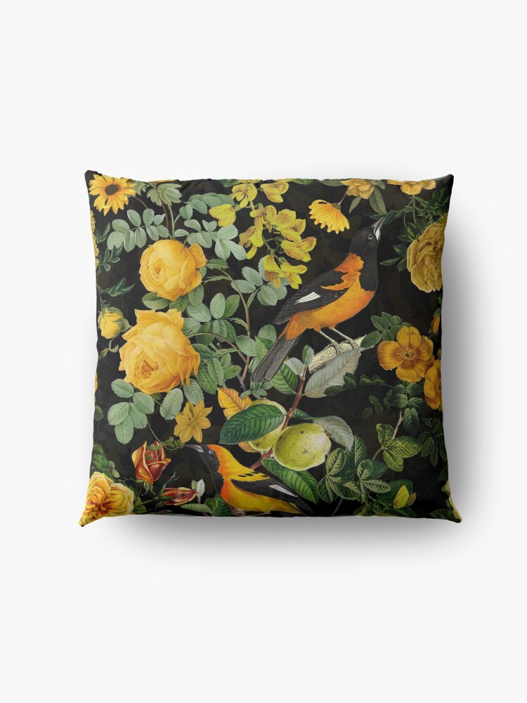 Alternate view of Antique Midnight Botanical Flower Rose Garden Floor Pillow