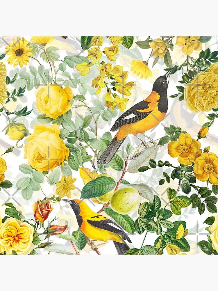 Antique Spring Botanical Flower Rose Garden by UtArt