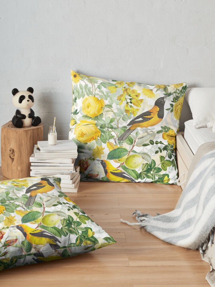 Alternate view of Antique Spring Botanical Flower Rose Garden Floor Pillow