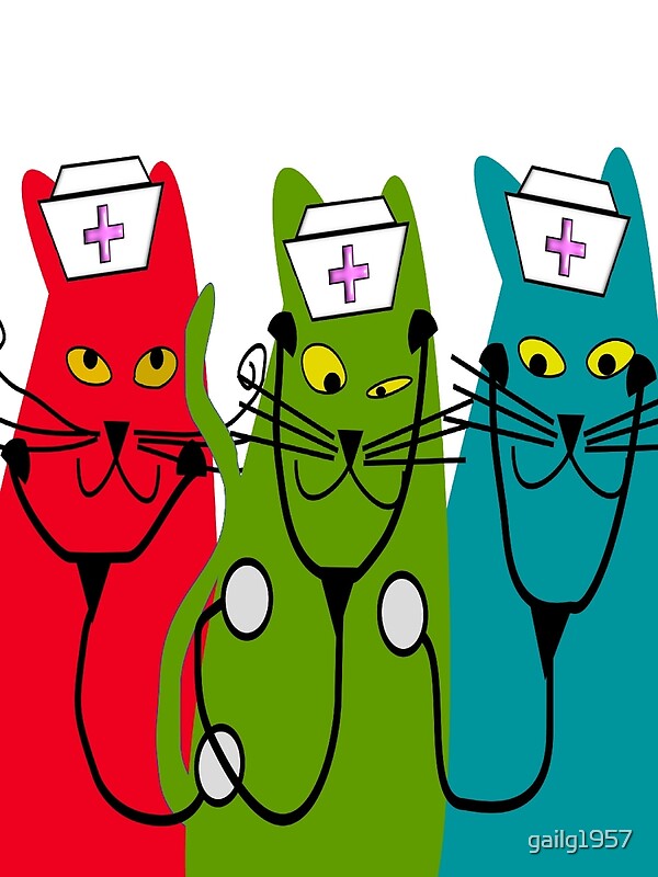 "Nurse Cats Wearing Nurse Caps" by Gail Gabel, LLC Redbubble