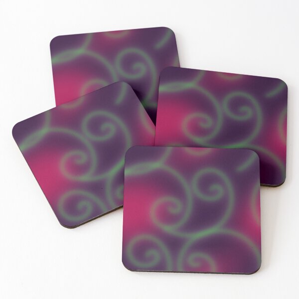 Item preview, Glowing Green Organic Swirly Spirals pattern on deep purple back ground designed and sold by nutmegfairy.