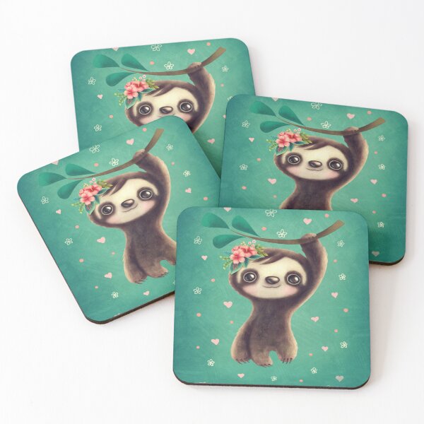 Sloth Baby Funny Sloth Coasters (Set of 4)