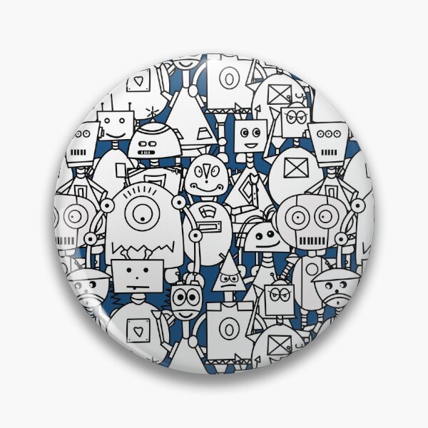 Item preview, White robots on classic blue background designed and sold by FK-UK.