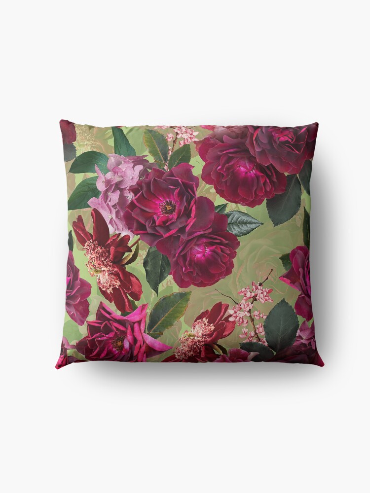 Alternate view of Antique Green Botanical Flower Rose Garden Floor Pillow