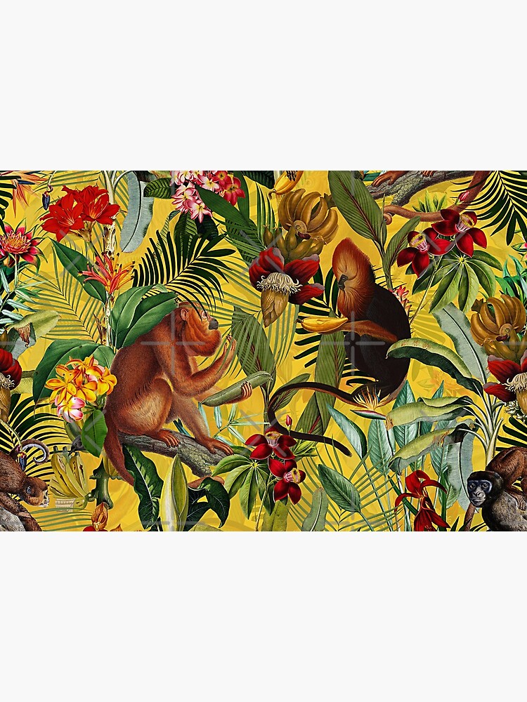 Tropical monkey jungle pattern - yellow by UtArt