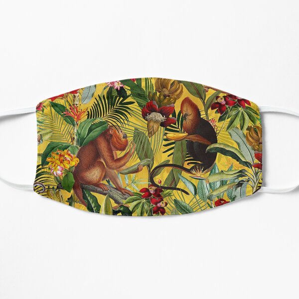 Tropical monkey jungle pattern - yellow Mask