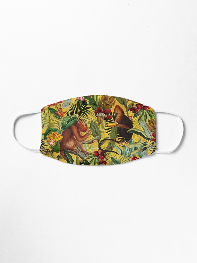 Alternate view of Tropical monkey jungle pattern - yellow Mask