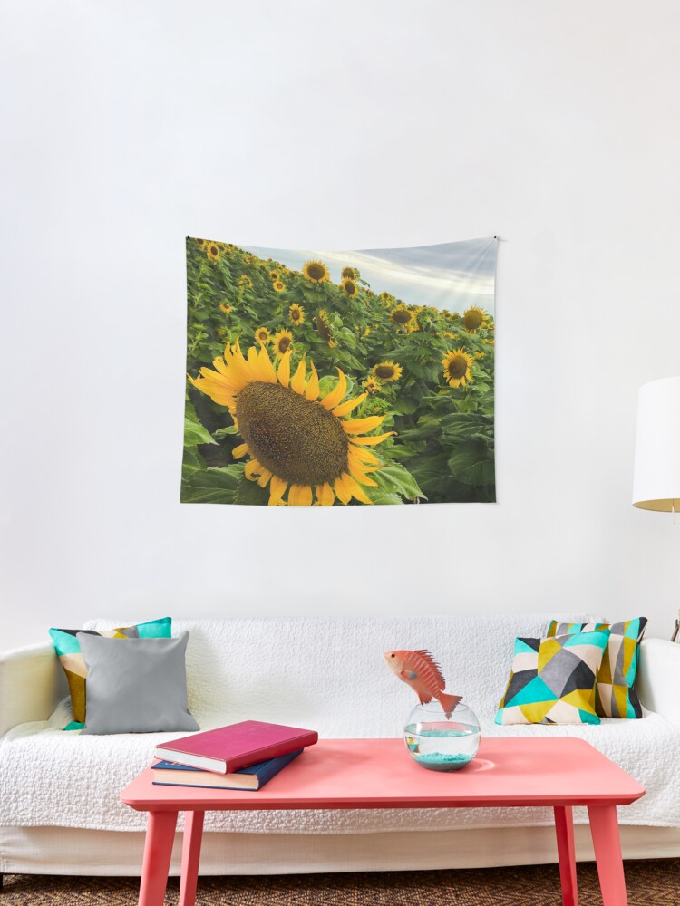 Sunflowers In The Field With Beautiful Large Sunflower Tapestry By Kavipoet369 Redbubble