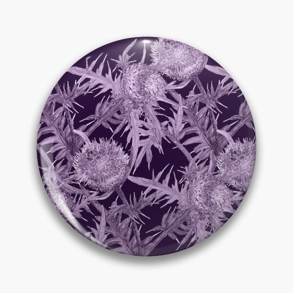 Chapa «Flores de cardo violeta y rayas púrpuras» de SVZOLOTAREVA | Redbubble