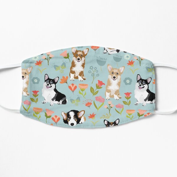 Cute Summer Corgi Flower Pattern Mask