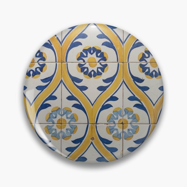 Artikelvorschau, Gemalte Muster - Azulejo Fliesen in Blau und Gelb entworfen und verkauft von Georgia Mizuleva.