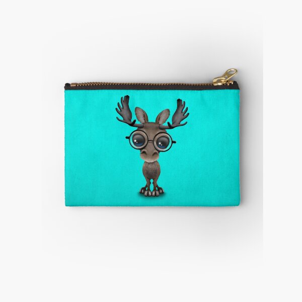 Item preview, Cute Curious Baby Moose Nerd Wearing Glasses on Blue designed and sold by JeffBartels.