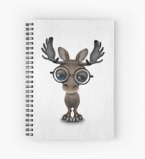 Cuaderno de espiral Lindo curioso bebé alces nerd con gafas
