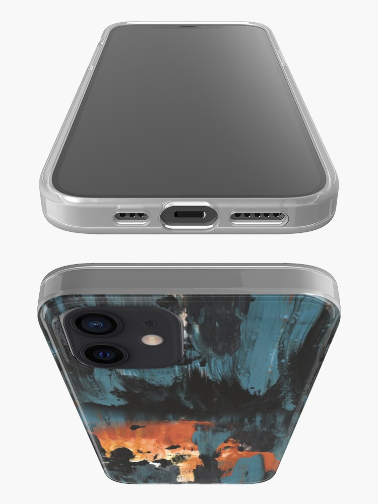 Alternate view of New dawn rusty orange - fluid painting pouring image in teal, black and orange iPhone Case & Cover