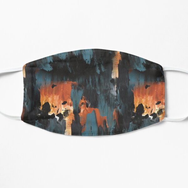 New dawn rusty orange - fluid painting pouring image in teal, black and orange Mask