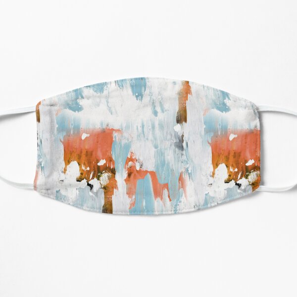 New dawn white & bright - fluid painting pouring image in white, orange and sky blue Mask