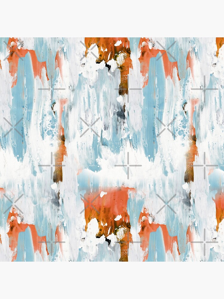 New dawn white & bright - fluid painting pouring image in white, orange and sky blue by nobelbunt