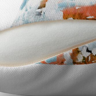 Alternate view of New dawn white & bright - fluid painting pouring image in white, orange and sky blue Floor Pillow