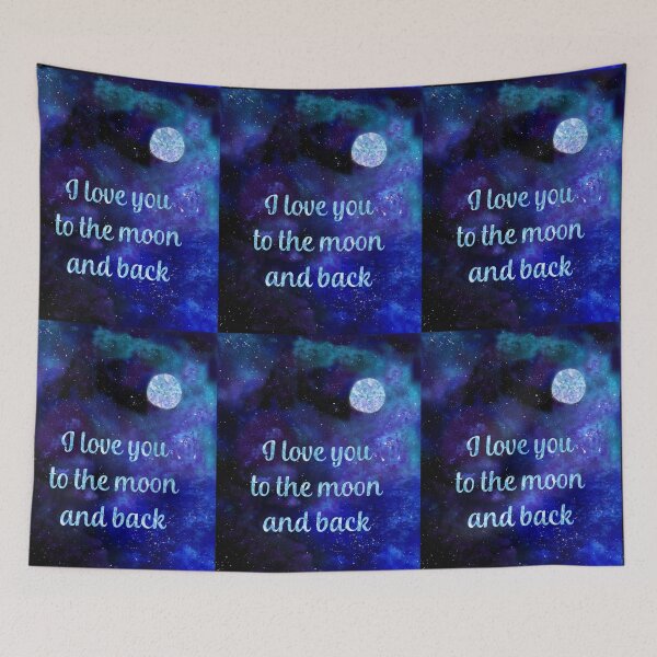 Item preview, I love you to the moon and back watercolour and silver foil effect art designed and sold by Latch Farm  Studios.