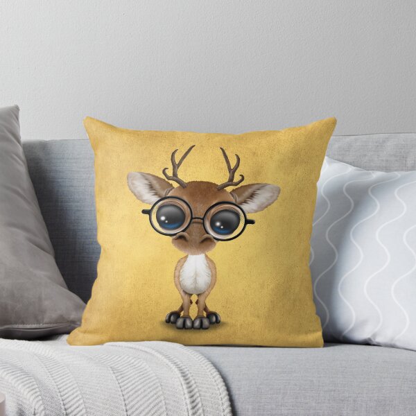 Aperçu de l'œuvre Cute Curious Nerdy Baby Deer Wearing Glasses on Yellow créée et vendue par JeffBartels.