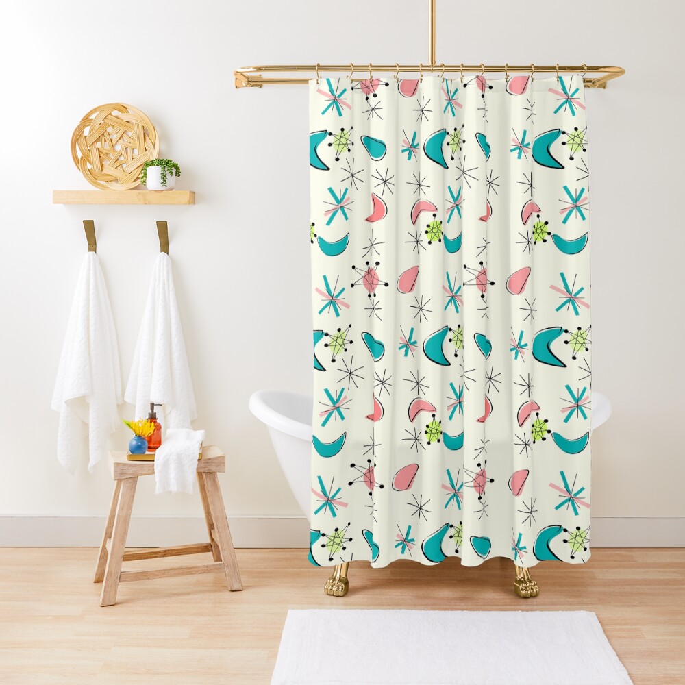 Mid Century Atomic Age Inspired Shower Curtain