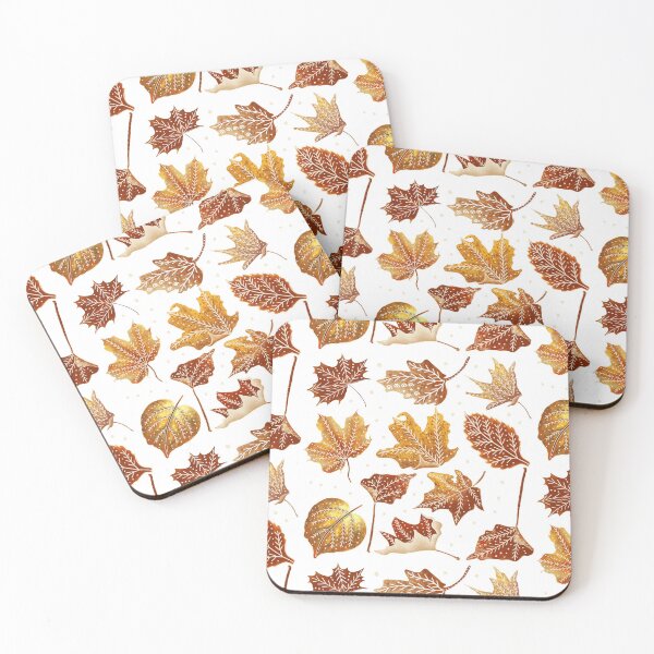 Item preview, Leaves pattern outlined with white/autumn pattern  designed and sold by A Sweet  Fragrance Art.
