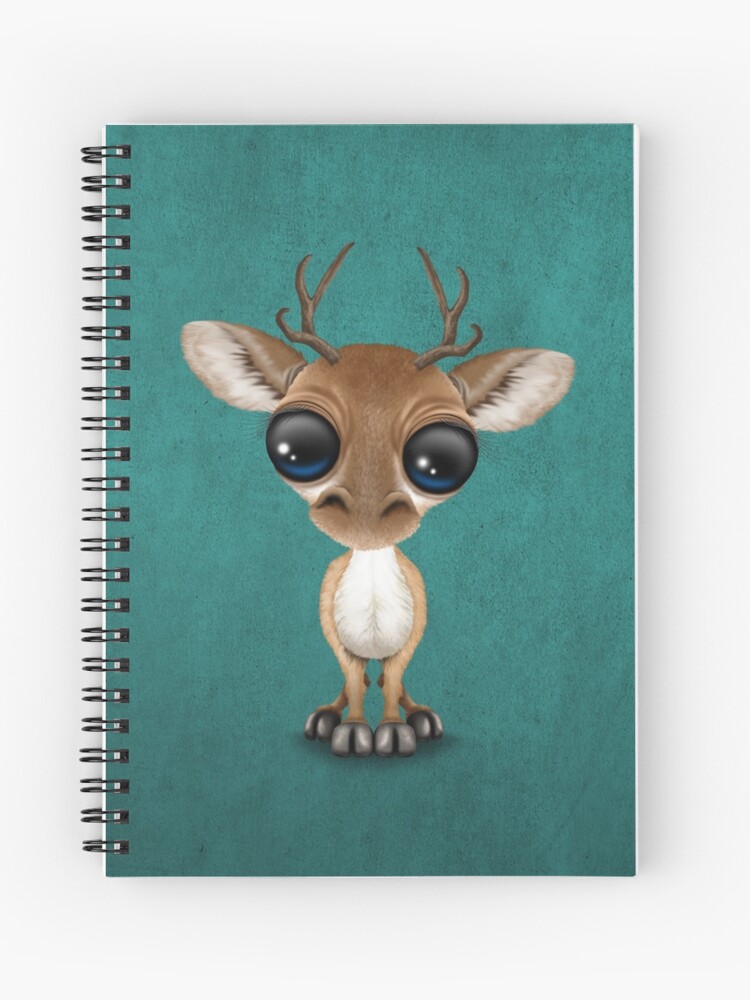 Download Cute Curious Baby Deer Calf With Big Eyes On Teal Blue Spiral Notebook By Jeffbartels Redbubble