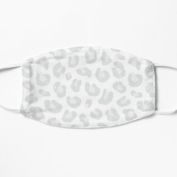 Leopard Print - Silver Gray and White  Flat Mask