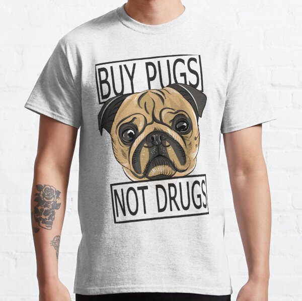 Pugs Not Drugs UOMO T shirt Divertente Scherzo cani novità regalo 