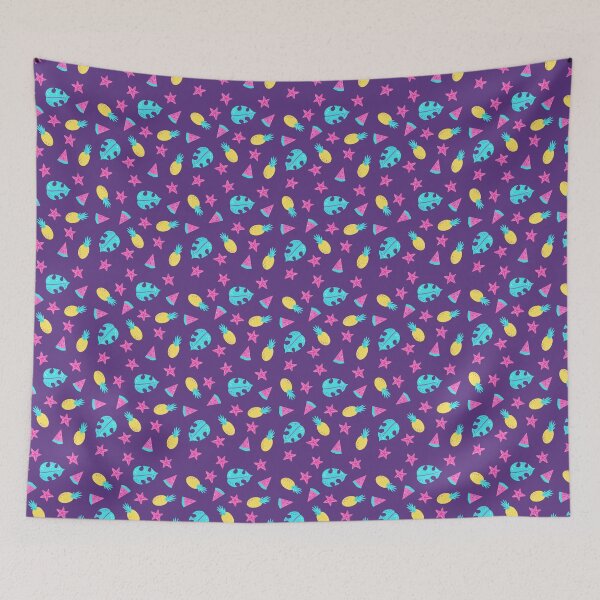 Item preview, Patrón tropical de verano sobre fondo violeta designed and sold by ArinaShe.