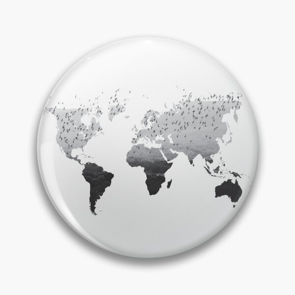 Item preview, World Map Flying Birds Black and White  designed and sold by Inogitna Designs.