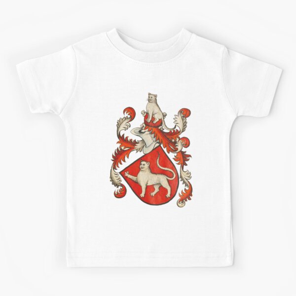 Item preview, MEDIEVAL HERALDIC CATS Coat of Arms in Red Ivory colors designed and sold by BulganLumini.