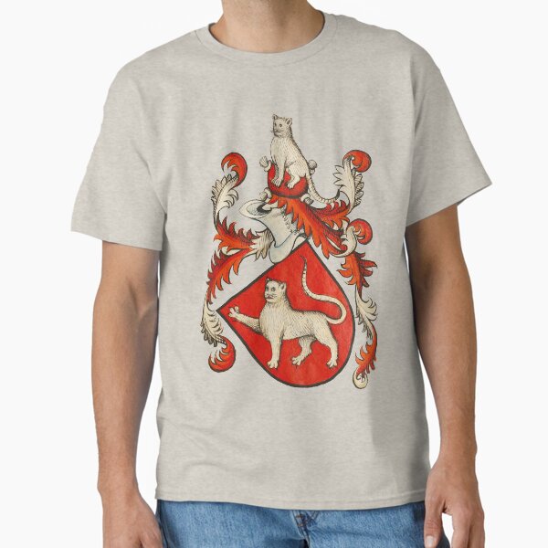 Vista previa del artículo con la obra «Escudo de armas de los GATOS HERÁLDICOS MEDIEVALES en colores rojo marfil», diseñado y vendido por BulganLumini.