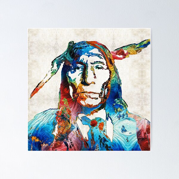 Colorful Native American Chief Art Hidden Gem Art Board Print for