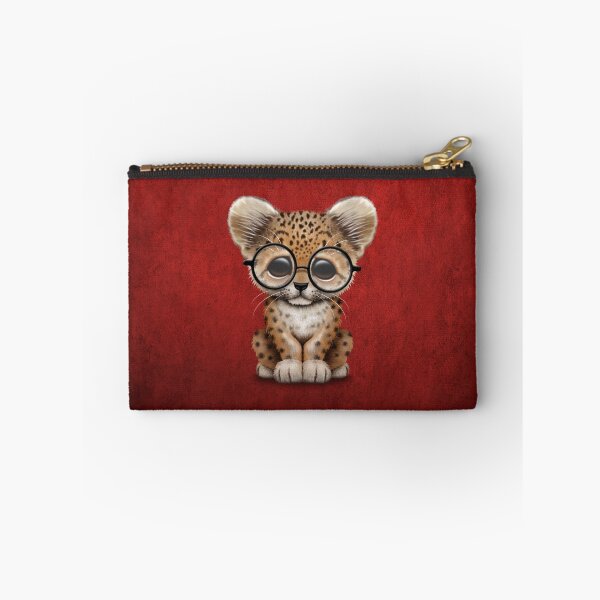 Item preview, Cute Baby Leopard Cub Wearing Glasses on Red designed and sold by JeffBartels.
