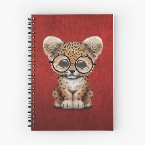Item preview, Cute Baby Leopard Cub Wearing Glasses on Red designed and sold by JeffBartels.
