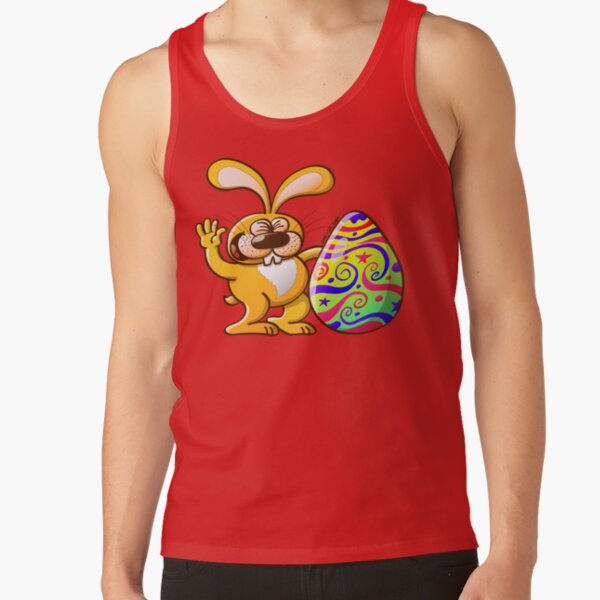 Easter Bunny Proud of his Big Decorated Egg Tank Top