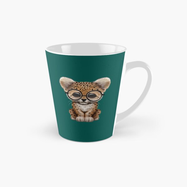 Item preview, Cute Baby Leopard Cub Wearing Glasses on Teal Blue designed and sold by JeffBartels.