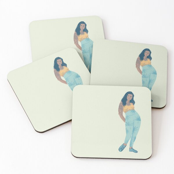 Item preview, Tattooed Plus Size Girl Wearing Yoga Pants and a Top designed and sold by AnanasArt.