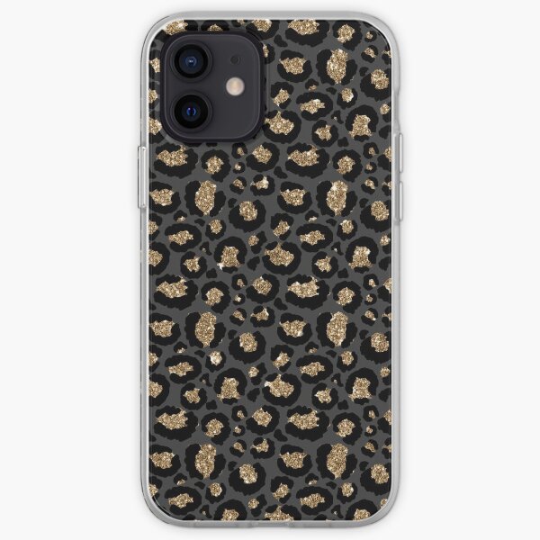Black & Gold Glitter Leopard Print iPhone Soft Case
